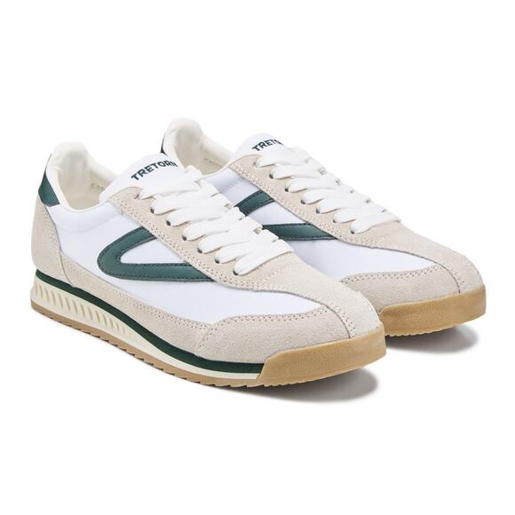 Cream White Green Tretorn Suede Rawlins Retro Sneaker Tennis Shoe Size 6M - Picture 1 of 15